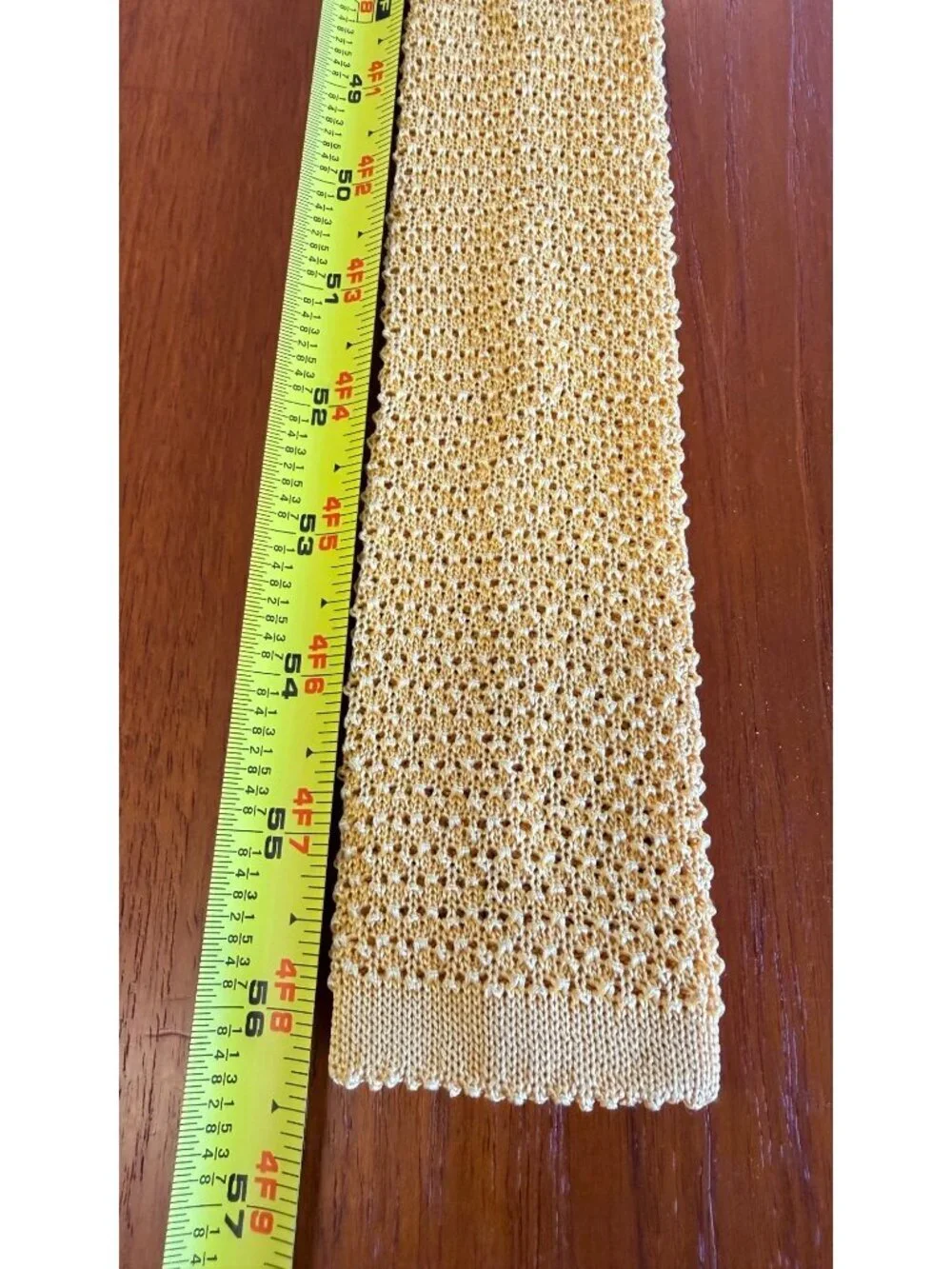 Vintage Polo By Ralph Lauren Yellow Knit Silk Tie Square End Made In Italy